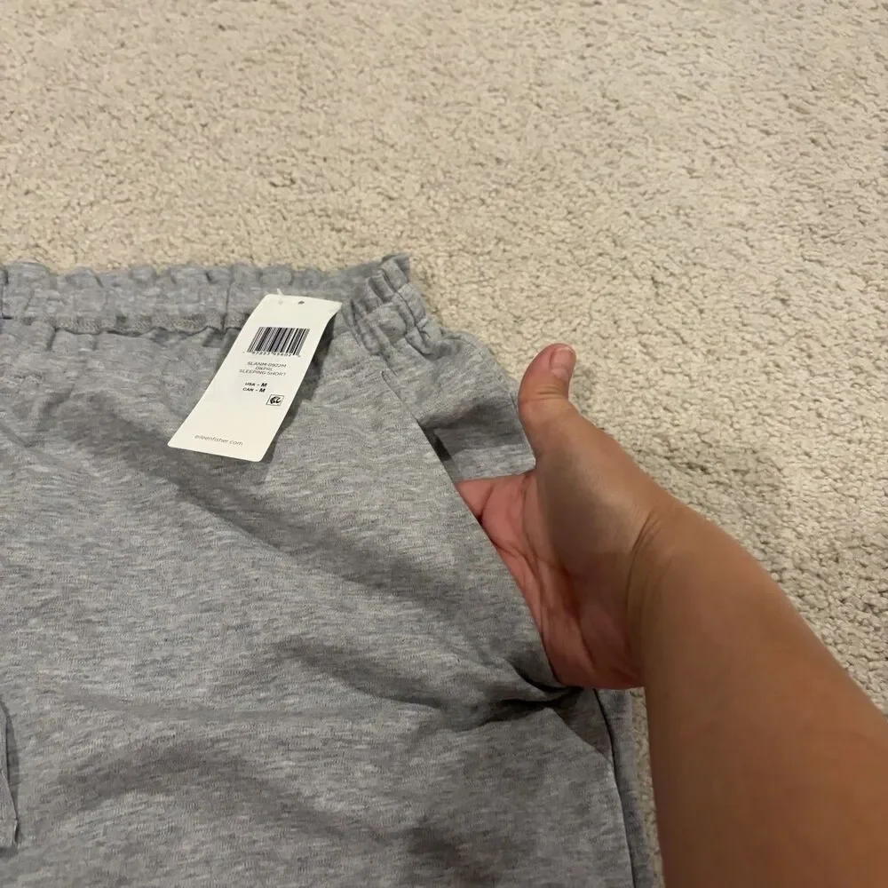 NWT Eileen Fisher Women Melange Organic Cotton Interlock Sleep Shorts Gray-MED